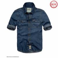 heren hollister denim lang overhemd mid-blauw Geen Belasting 2gq00970