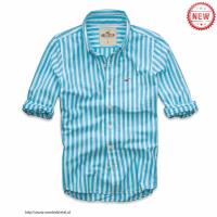 heren hollister gestreept lang overhemd wit blauw Stijl Populaire smxma755