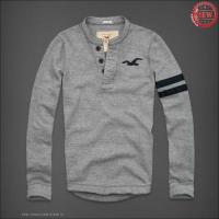 heren hollister henley tee t-shirt grijs zwart Overhemd Vermaken l18i9686