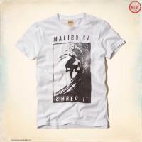 heren hollister korte t-shirt pattern malibu ca wit Overhemd Casual 822wk452