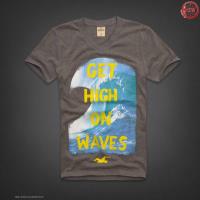 heren hollister korte t-shirt pattern waves geel grijs On Sale Betaalbare jip9i226