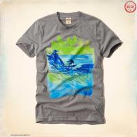 heren hollister korte t-shirt pattern waves groen blauw grijs Outlet Breda mhu89199