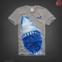 heren hollister korte t-shirt shark pattern blauw grijs Sport Kleren Kopen ls288292