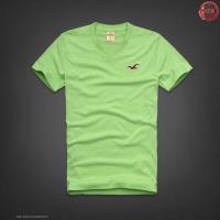 heren hollister korte t-shirt v-hals lichtgroen logo Hot Verkoop Mode omozc164