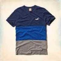 heren hollister korte tees gestreept logo marineblauw grijs blauw Wholesale Website oms1k321