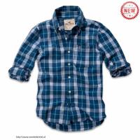 heren hollister plaid lang overhemd donkerblauw Echt Betaalbare c0fnv321