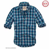 heren hollister plaid lang overhemd logo blauw oranje Winkel Eindhoven et122809