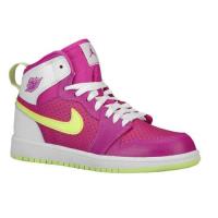 jordan aj 1 high jordan voor kleine meisjes basketbal schoenen fuchsia flash liquid lime wit Schoenen Kopen ulx51827