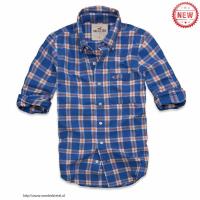 heren hollister plaid lang overhemd blauw oranje Winkel Groningen 996nd485